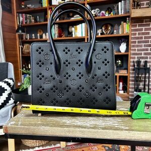 Source Unknown Black Laser-Cut Satchel with Floral Motif